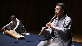 Keisuke Zenyoji played Komuso-Shakuhachi music with Katana